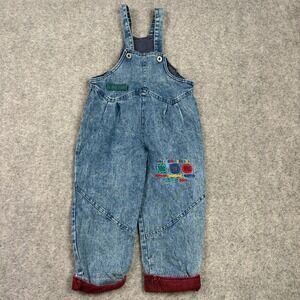 Buster Brown Overalls Toddler Unisex 2T Vintage Acid Wash Denim Made in USA 90s